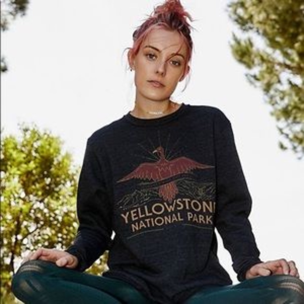 Free People Black and Red Graphic Sweatshirt